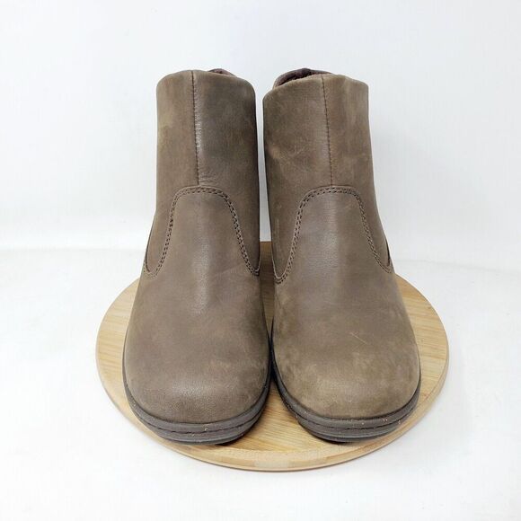 KEEN Akita Ankle Boots Womens 9.5 Brown Leather Wedge Lug Bootie Shoes - Picture 3 of 14